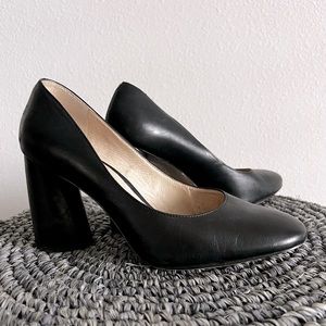 Louise et Cie heels, black, round block heel, 2.5” heel height